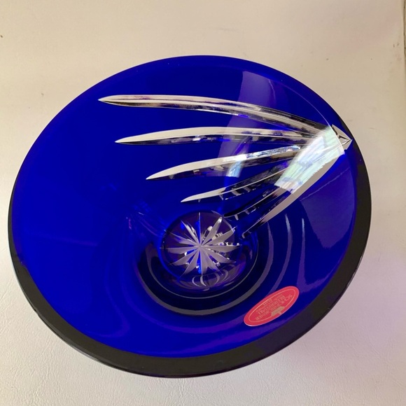 Vintage Schonborner Bleikrestall Cobalt Blue Cut Crystal Glass Bowl - Picture 2 of 14